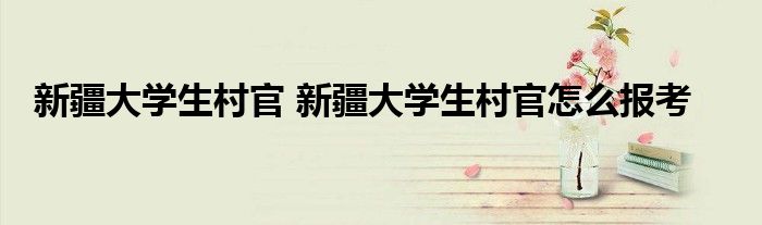 新疆大学生村官 新疆大学生村官怎么报考