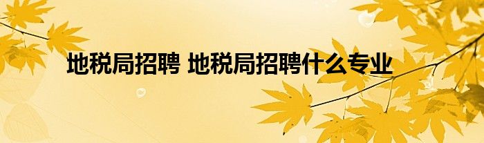 地税局招聘 地税局招聘什么专业
