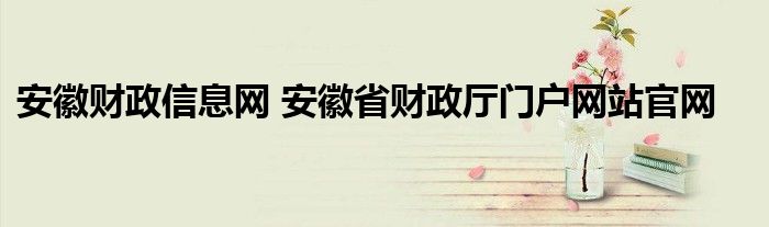 安徽财政信息网 安徽省财政厅门户网站官网