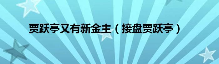贾跃亭又有新金主（接盘贾跃亭）