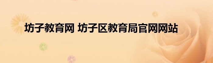 坊子教育网 坊子区教育局官网网站
