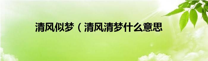 清风似梦（清风清梦什么意思