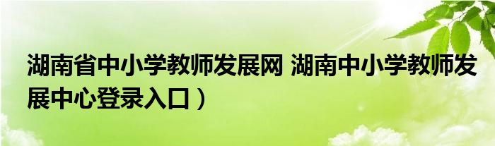 湖南省中小学教师发展网 湖南中小学教师发展中心登录入口）