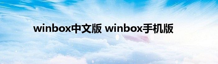 winbox中文版 winbox手机版