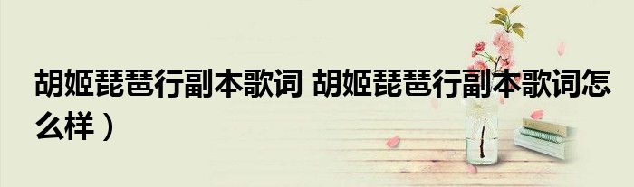 胡姬琵琶行副本歌词 胡姬琵琶行副本歌词怎么样）