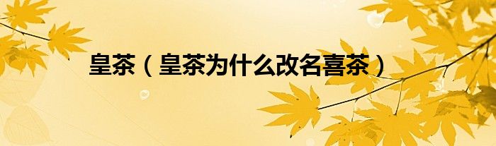 皇茶（皇茶为什么改名喜茶）