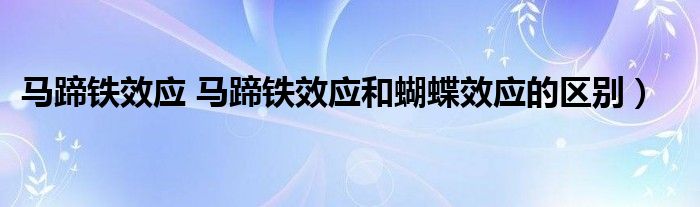 马蹄铁效应 马蹄铁效应和蝴蝶效应的区别）