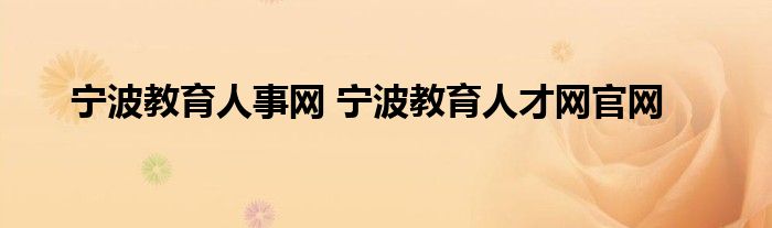 宁波教育人事网 宁波教育人才网官网