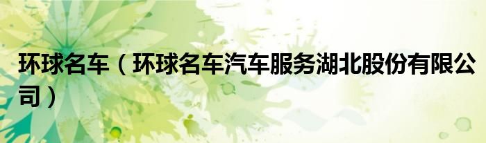 环球名车（环球名车汽车服务湖北股份有限公司）