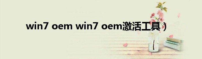 win7 oem win7 oem激活工具）