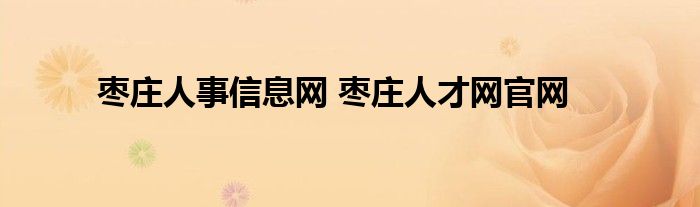 枣庄人事信息网 枣庄人才网官网