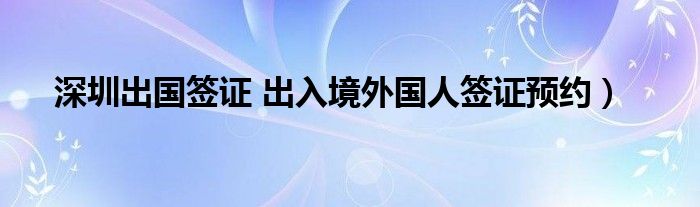 深圳出国签证 出入境外国人签证预约）