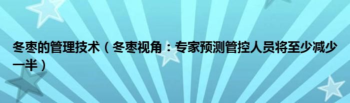 冬枣的管理技术（冬枣视角：专家预测管控人员将至少减少一半）