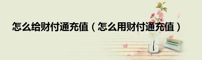 怎么给财付通充值（怎么用财付通充值）