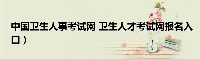 中国卫生人事考试网 卫生人才考试网报名入口）