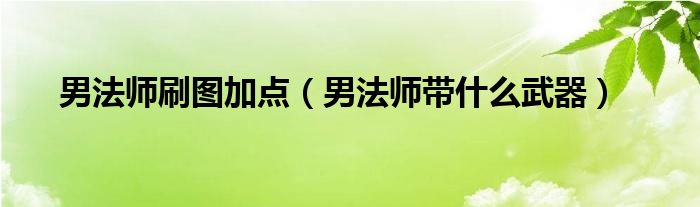 男法师刷图加点（男法师带什么武器）