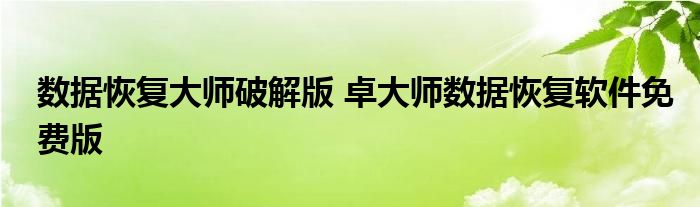 数据恢复大师破解版 卓大师数据恢复软件免费版