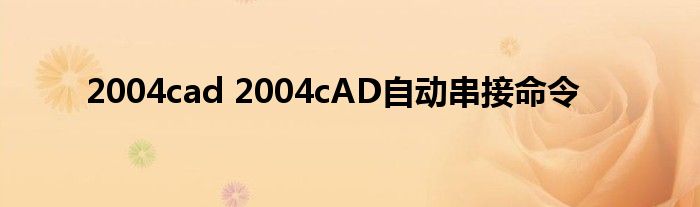 2004cad 2004cAD自动串接命令