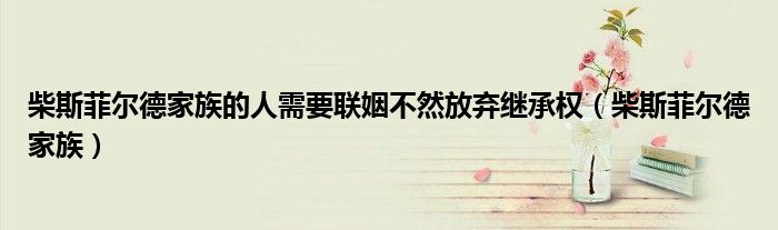 柴斯菲尔德家族的人需要联姻不然放弃继承权（柴斯菲尔德家族）