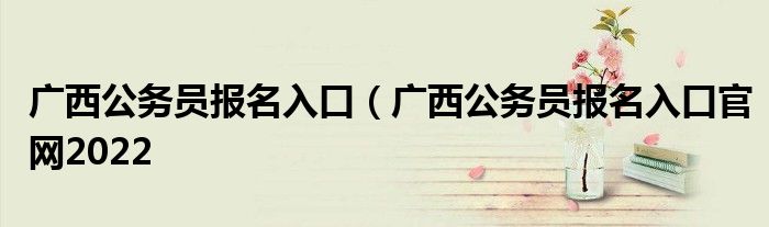广西公务员报名入口（广西公务员报名入口官网2022