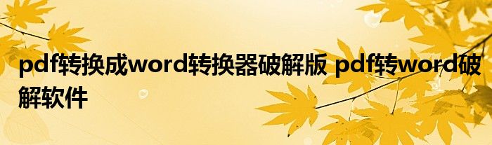 pdf转换成word转换器破解版 pdf转word破解软件