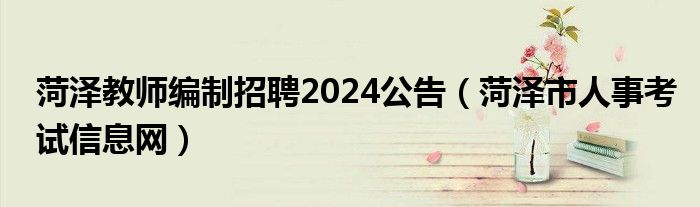 菏泽教师编制招聘2024公告（菏泽市人事考试信息网）