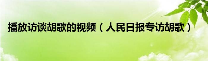 播放访谈胡歌的视频（人民日报专访胡歌）