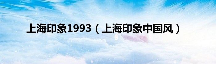 上海印象1993（上海印象中国风）