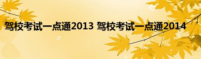 驾校考试一点通2013 驾校考试一点通2014