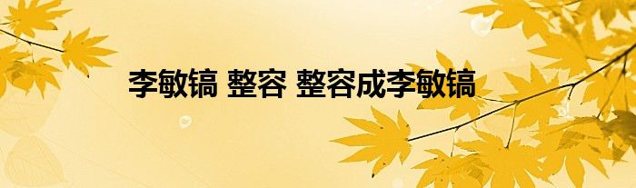 李敏镐 整容 整容成李敏镐