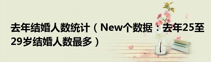 去年结婚人数统计（New个数据：去年25至29岁结婚人数最多）