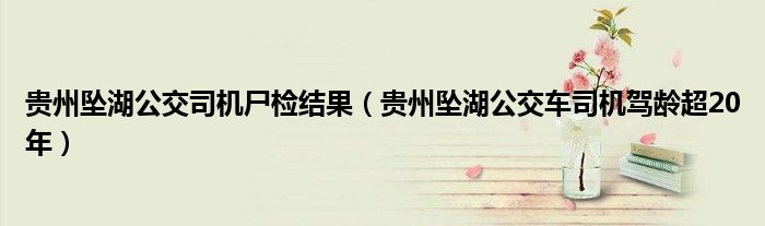 贵州坠湖公交司机尸检结果（贵州坠湖公交车司机驾龄超20年）