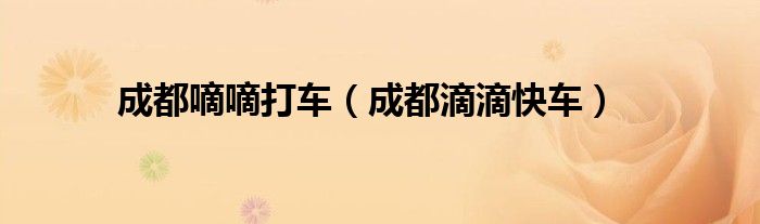 成都嘀嘀打车（成都滴滴快车）