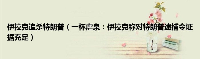 伊拉克追杀特朗普（一杯虐泉：伊拉克称对特朗普逮捕令证据充足）