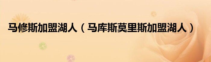 马修斯加盟湖人（马库斯莫里斯加盟湖人）