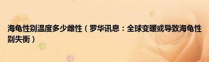 海龟性别温度多少雌性（罗华讯息：全球变暖或导致海龟性别失衡）