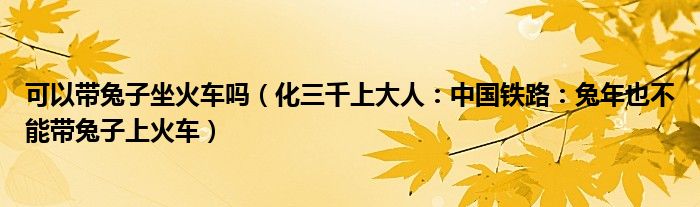 可以带兔子坐火车吗（化三千上大人：中国铁路：兔年也不能带兔子上火车）