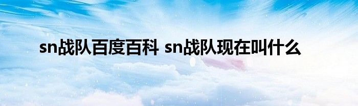 sn战队百度百科 sn战队现在叫什么