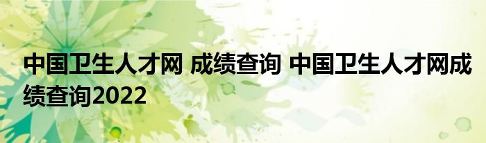 中国卫生人才网 成绩查询 中国卫生人才网成绩查询2022