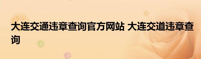 大连交通违章查询官方网站 大连交道违章查询