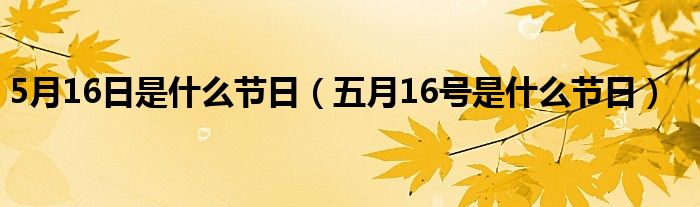 5月16日是什么节日（五月16号是什么节日）