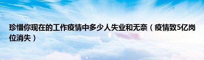 珍惜你现在的工作疫情中多少人失业和无奈（疫情致5亿岗位消失）