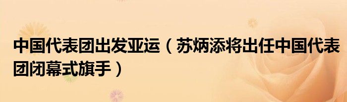 中国代表团出发亚运（苏炳添将出任中国代表团闭幕式旗手）