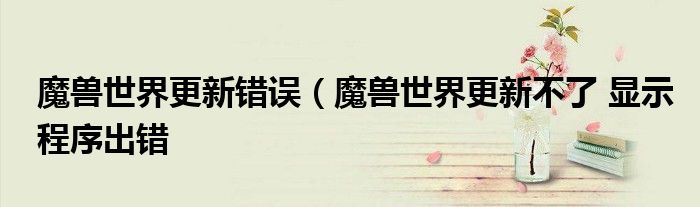 魔兽世界更新错误（魔兽世界更新不了 显示程序出错