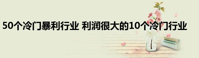 50个冷门暴利行业 利润很大的10个冷门行业