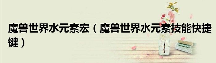 魔兽世界水元素宏（魔兽世界水元素技能快捷键）