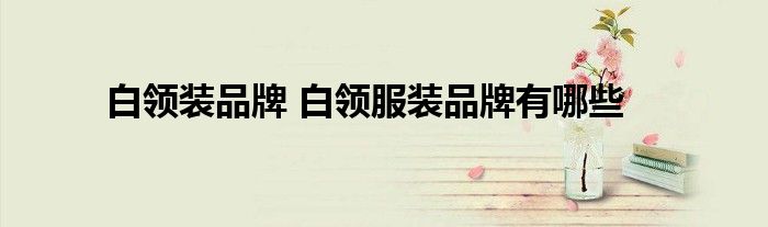白领装品牌 白领服装品牌有哪些