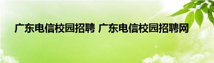 广东电信校园招聘 广东电信校园招聘网