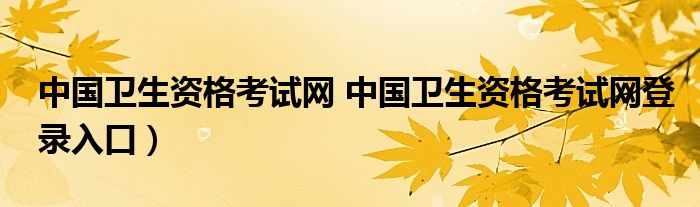 中国卫生资格考试网 中国卫生资格考试网登录入口）