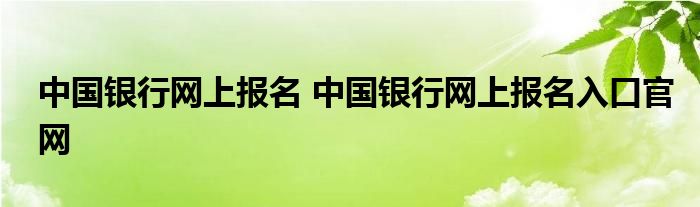 中国银行网上报名 中国银行网上报名入口官网
